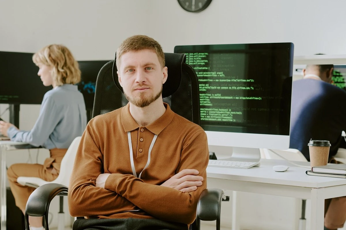 full-stack developer sitting at workplace