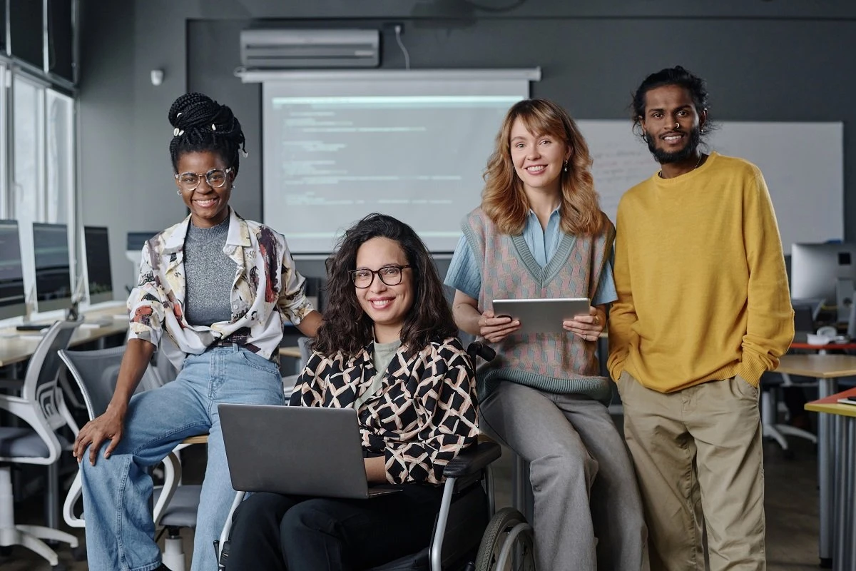 Diverse tech team representing career progression in the IT industry